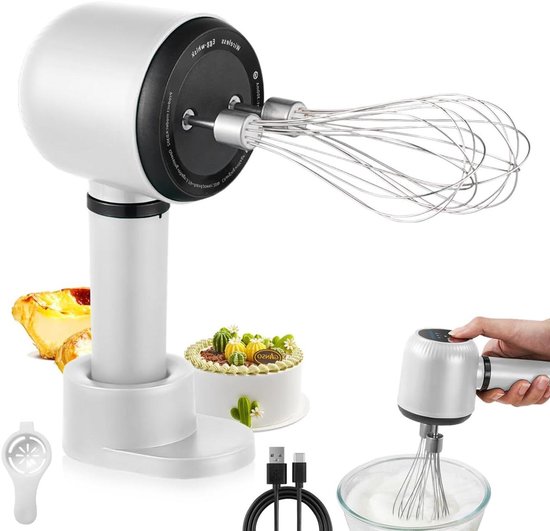 Elektrische Handmixer - Mini Klopper - Bakken en Mixen - Draadloos en Oplaadbaar - 20 x 10 x 6 cm