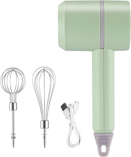 Elektrische Handmixer - Mini Klopper - Bakken en Mixen - Drie Snelheden Turbo - 25 cm - Groen