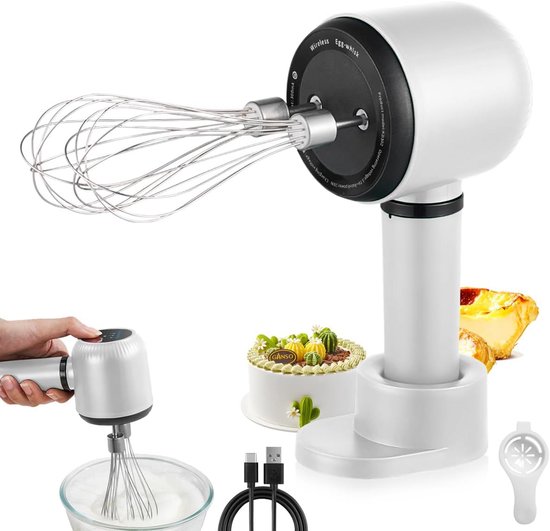 Elektrische handmixer roestvrijstaal drie snelheden USB-oplader van Merkloos