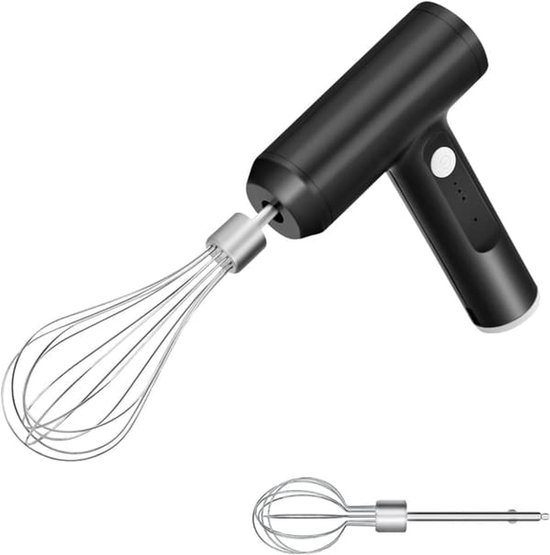 Elektrische handmixer van roestvrij staal, draadloze elektrische eierklopper met USB-oplaadfunctie.