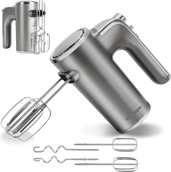 elektrische handmixer, zeer krachtig, 400 W, 5 snelheden + turbo, uitwerpknop, 1 opberghouder en 2 handmixer en 2 kneedhaken. van Moulinex