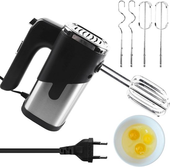 Elektrische Handmixer - Zwart - Krachtige 800 W Motor - 5 Instelniveaus - Voor Thuisgebruik