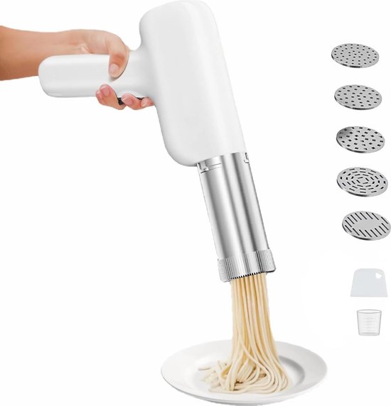 Elektrische handpastamachine - draagbare witte machine met 1500 mAh accu - 5 modi - oplaadbaar - voor huishouden of picknick van Excucase