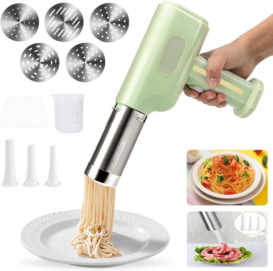 Elektrische handpastamaker - Pastamaker - Worstvuller - Automatische pastamaker - Groen