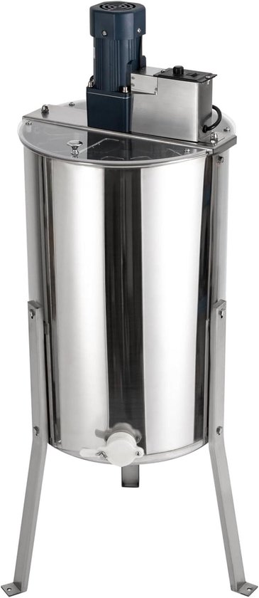 Elektrische Honingcentrifuge - Honing extractor - Honing scheiden - Drie bijenkorven tegelijk - 38 x 60 cm - Zilver
