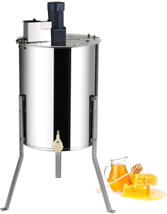 Elektrische Honingextractor 8 Raams - Honingslinger RVS - Honingcentrifuge voor Bijenteelt - 140W Motor met Instelbare Snelheid - Transparant Deksel - Verstelbare Poten - Honingspinner voor Diepe en Middelhoge Ramen