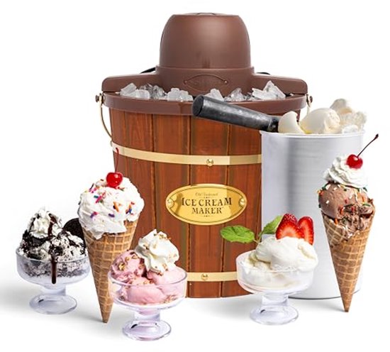Elektrische IJs machine Met Draagbaar Handvat - 4 Liter in Minuten, Voor Yoghurt en Gelato van Merkloos