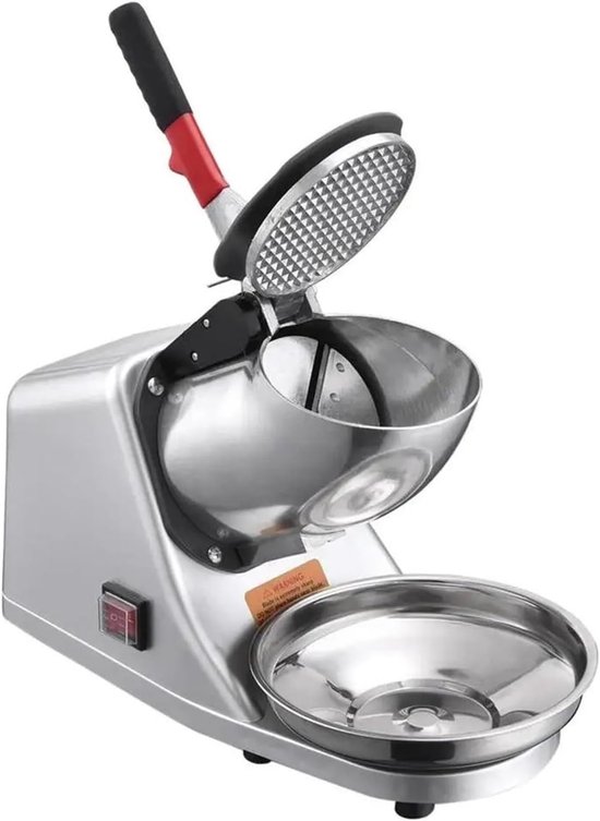Elektrische Ijsbreker - Schaafijsmachine Sneeuwkegel - Thuisgebruik Commercieel - Dubbele Roestvrijstalen Bladen - 36.5x16x27 cm - Zilver van Merkloos