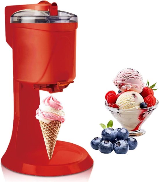 Elektrische Ijsmachine - Soft Serve Maker - Desserts Maken - Automatisch Met Eén Knop - 1000 ml - Rood