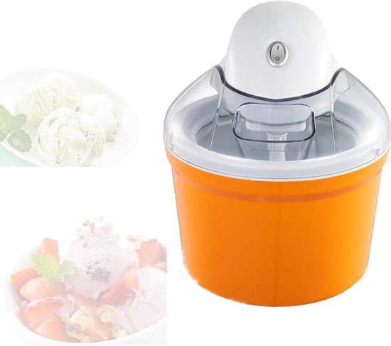 Elektrische ijsmachine - Zelfgemaakt softijs - Desserts maken - Snel ijs bereiden - 1200 ml capaciteit - Oranje