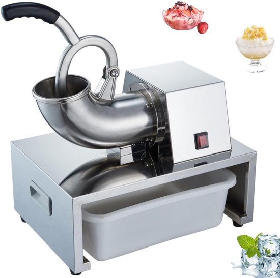 Elektrische Ijsvergruizer - Ijsschaafmachine Bar - Cocktails Maken - Krachtige 350W Motor - 15L Opvangbak - Zilver