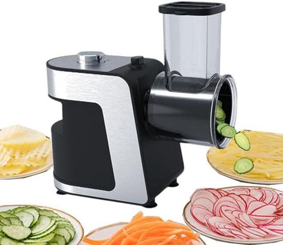 Elektrische Kaasrasp - Groentesnijder Versnipperaar - Salades Maken - 5 Roestvrijstalen Kegels - 1000 W Motor - Zilver