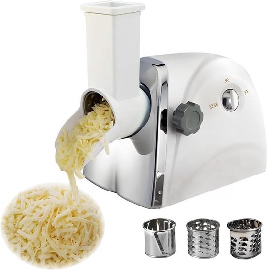Elektrische Kaasrasp - Groentesnijder Versnipperaar - Snel Ingrediënten Bereiden - 300W Krachtige Motor - 18x35x27.5cm