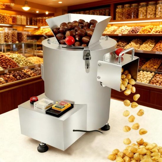 Elektrische Kastanjeschiller - Notenkraker Machine - Snel Noten Pellen - Automatische Tijdsinstelling - 200 Kg Per Uur - Zilver