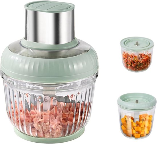 Elektrische Keukenhakmolen - Keukenmachine Mixer - Snel Ingrediënten Hakken - Drie Maten 400W Vermogen - 2.5L 0.8L 0.5L - Groen