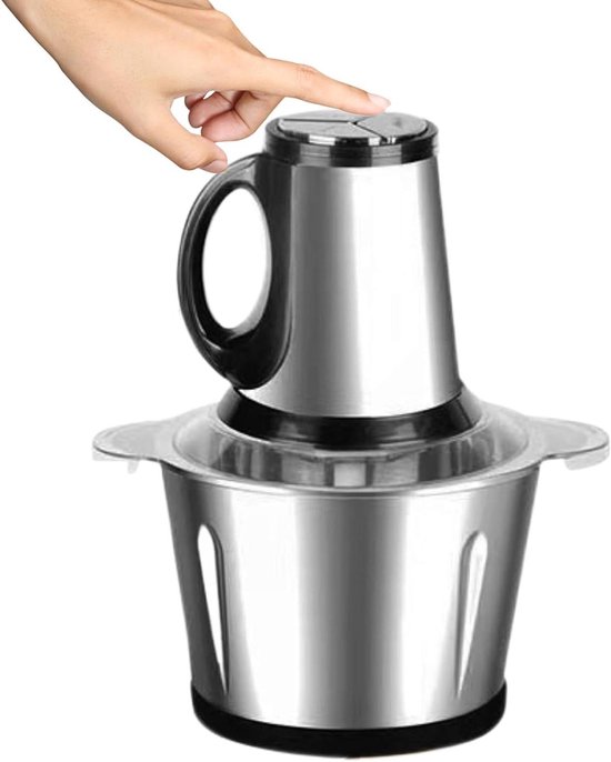 Elektrische Keukenmachine - Groente Hakker - Snel Ingrediënten Maken - Compact RVS Design - 19x19x19 cm - Zilver