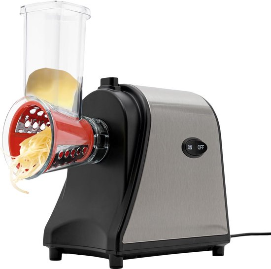 Elektrische Keukenmachine - Groentesnijder Rasp - Snel Groenten Snijden - Krachtige 1000W Motor - 5 Kegels Inbegrepen - Zilver Zwart van Merkloos