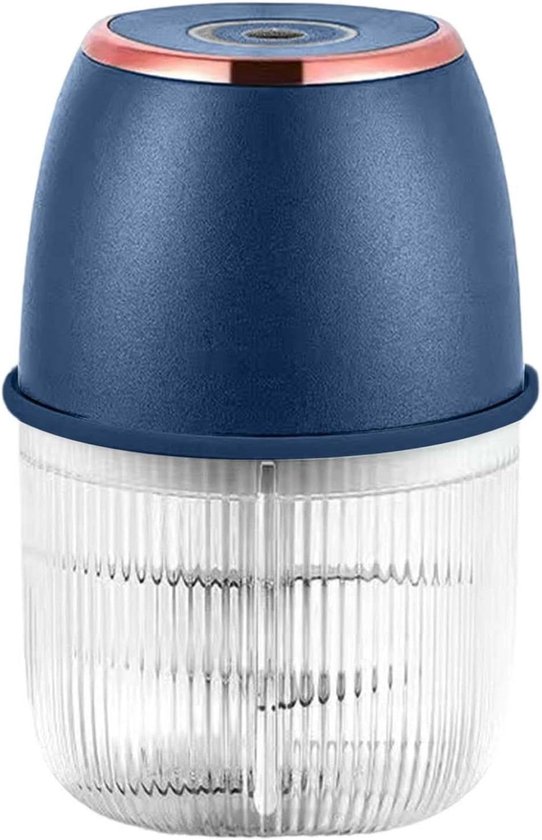 Elektrische keukenmachine van 350 ml met 6 messen voor het hakken van knoflook en vlees, oplaadbaar via USB – Blauw