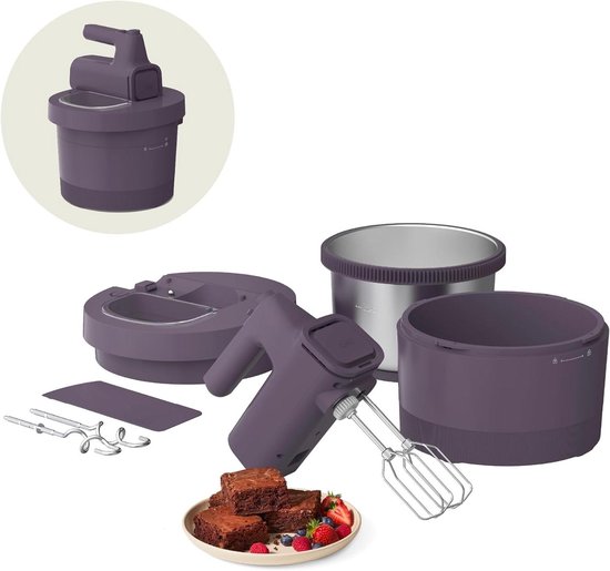 Elektrische Keukenmixer - Handmixer Blender - Bakken en Mixen - 2-in-1 Functionaliteit - 3.5 Liter Kom - Plum van Merkloos