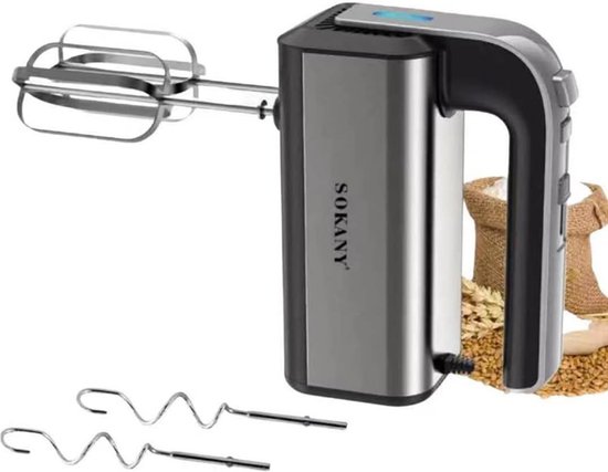 Elektrische Keukenmixer - Handmixer - Snel Beslag Maken - 5 Snelheden Turbo - 800 Watt - RVS van Merkloos