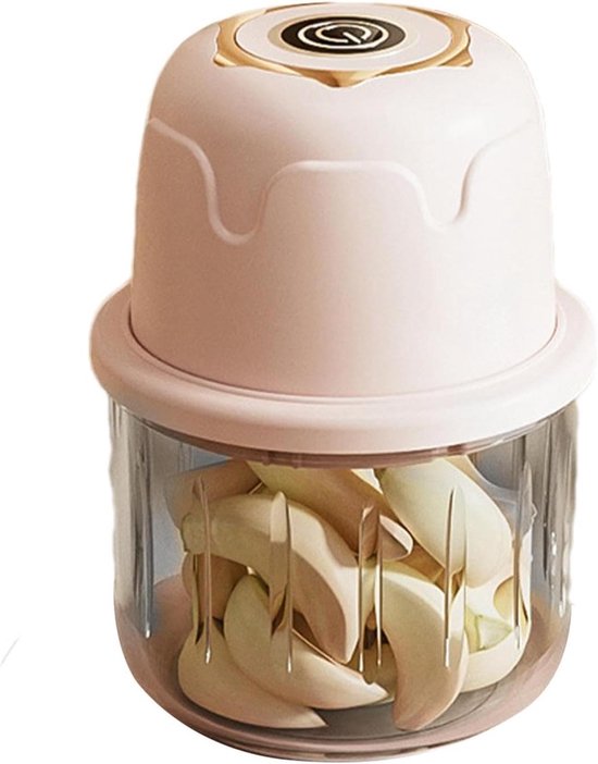 Elektrische Knoflook Hakker - Keukenmachine Mini - Snel Ingrediënten Snijden - Waterdicht Ontwerp - 350 ml - Roze