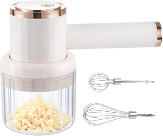 Elektrische Knoflookmolen - Uienhakker Keukenmachine - Snel Ingrediënten Hakken - USB Oplaadbaar - 95 x 20 x 95 cm - Wit