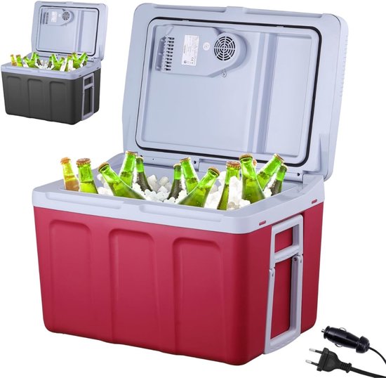Elektrische Koelbox - 40 Liter Koelbox Elektrisch 12V 230 Volt - Koelbox Auto - Coolbox Met Verwarmingsfunctie en Lichtgewicht - Koelt & Verwarmt – Mini Koelkast – Rood van Adler