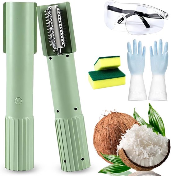 Elektrische Kokosrasp - Handrasp Kokos - Snel Vlees Raspen - Spatvrij Ontwerp - 24.5 cm Hoog - Groen