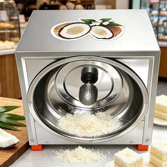 Elektrische Kokosrasp - Kokos Schraper - Snel Kokos Raspen - Ovaal Rasp Opzetstuk - 50 Kg Per Uur - Zilver