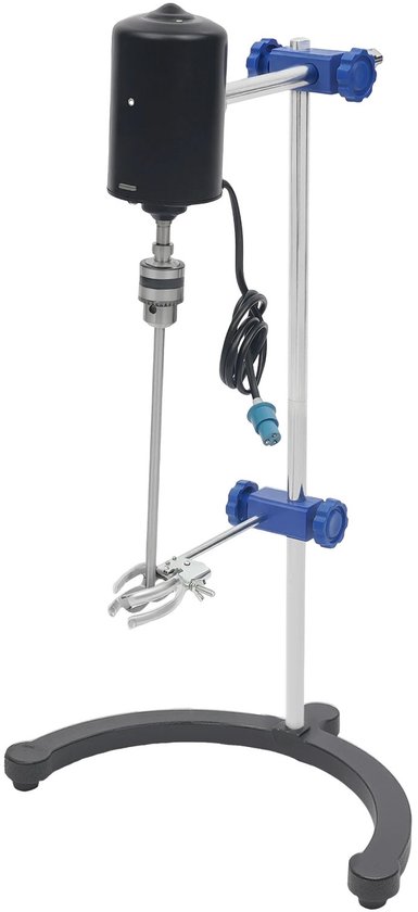 Elektrische Laboratoriumroerder – Bovenroerder Mixer – Professioneel – Zwart/Wit/Blauw – ABS & IJzer – Met Standaard, Digitale Display & Timer – Instelbare Snelheid 200–2600 RPM, 200W, 220V van Gowe