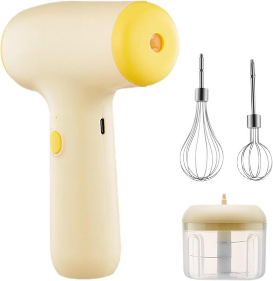 Elektrische Mixer - Handblender Garde - Keuken Assistent - Automatische Multifunctie - 8.8 x 19.1 cm - Geel