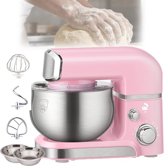 Elektrische Mixer - Keukenmachine - Thuis Bakken - 6 Snelheden - 3.5L Kom - Roze