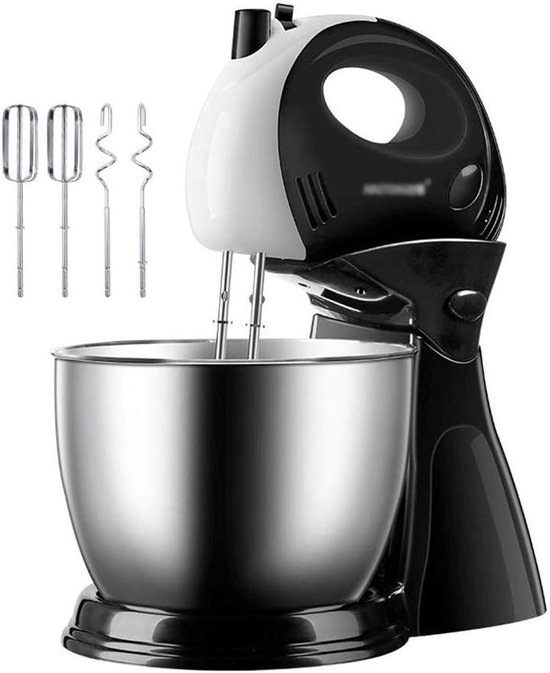 Elektrische Mixer - Keukenmixer Deegmixer - Bakken en Koken - Kantelbare Kop - 3L Kom - Zwart