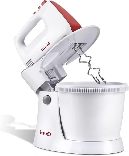 Elektrische Mixer - Keukenmixer Garde - Deeg en Beslag - Met Kom en Turbo - 3 Liter Kom - Wit Rood