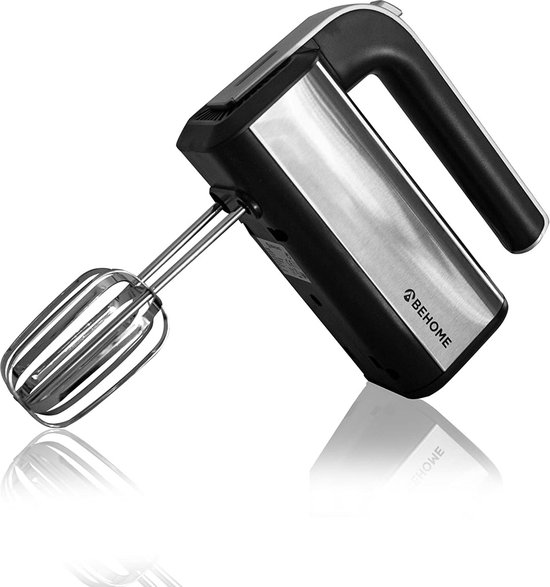 Elektrische mixer - Keukenmixer hand - Bakken en koken - 5 snelheden turbo - 300 watt - Zilver zwart