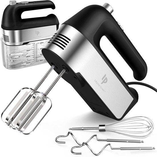 Elektrische Mixer - Keukenmixer Handmixer - Beslag en Room - 450W Krachtige Motor - 5 Snelheden - Zwart
