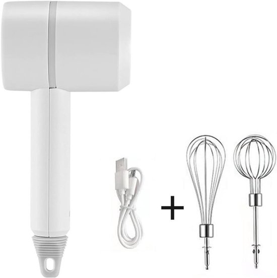 Elektrische Mixer - Keukenmixer Klopper - Bakken Ingrediënten Mengen - 3 Snelheden Instelbaar - 380 gram - Wit