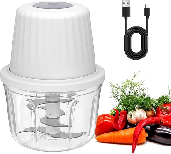 Elektrische Multi-Functionele Uienhakker 400ml - Groente- en Vleeshakker voor Uien, Knoflook en Meer van Merkloos
