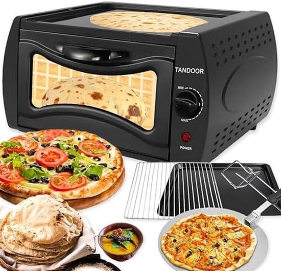 Elektrische Oven - Tandoori Pizza Maker - Thuis Koken - Dubbel Kookgemak - 15L Capaciteit - Zwart