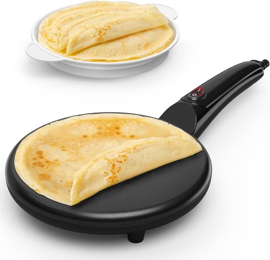 Elektrische Pannenkoekenpan - Antiaanbaklaag - 800 W Vermogen - Draagbaar Ontwerp - Voor Thuisgebruik