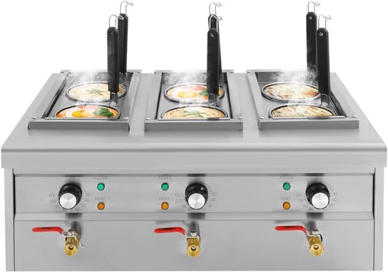 Elektrische Pastakoker - Pastakooktoestel - Professioneel Koken - Zes Manden - 68.5x28.5x54 cm - Zilver van Merkloos