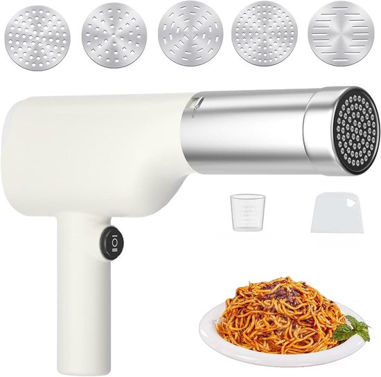 Elektrische Pastamachine - Draadloze Handheld Automatische Noedelmaker met 5 Pastaschijven