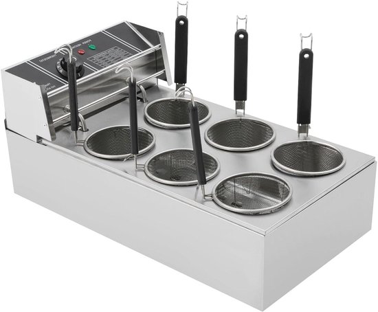 Elektrische Pastamachine - Pastakoker - Feesten Banketten - 6 Manden Grote Capaciteit - 20 Liter 2000W - Zilver van Merkloos