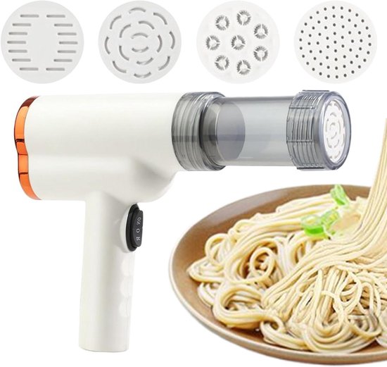 Elektrische pastamaker - Automatisch deegapparaat - Thuis pasta maken - Draadloos en snel - 200g capaciteit - Wit