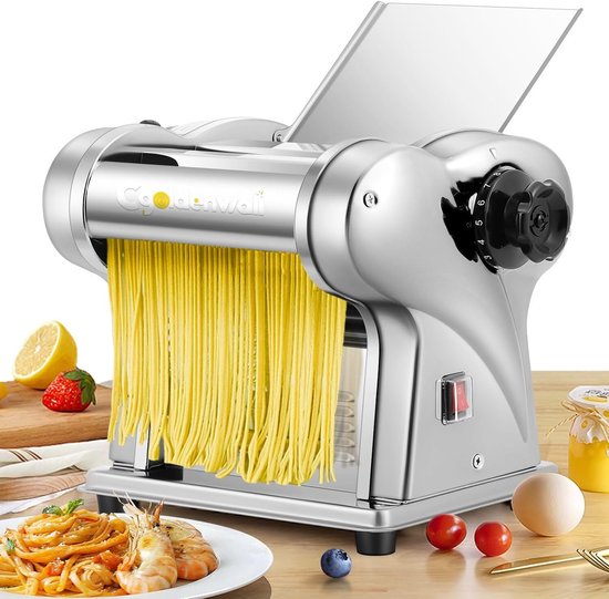 Elektrische pastamaker van roestvrij staal met 2 messen, 6 dikte-instellingen voor noedels, spaghetti en ravioli