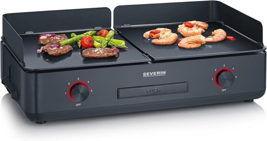 Elektrische Plancha Tafelgrill met Twee Grillplaten en Keramische Coating