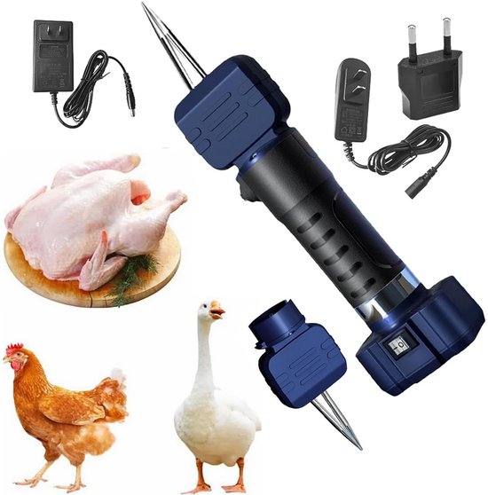 Elektrische Pluimveeplukker - 24V - Draagbare - Handapparaat voor Verwijderen van Veren - Automatische Kortharenplukker - Zwart - 6000mAh - 30 × 9.6 × 6cm van Merkloos