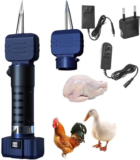 Elektrische Pluimveeplukker - Draagbare Kippenplukmachine voor Gevogelte - Handapparaat voor Verwijderen van Veren - Automatische Kortharenplukker - Zwart - 6000mAh van Merkloos