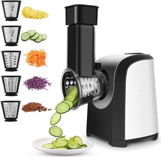 Elektrische Rasp - Groentesnijder Keuken - Snel Ingrediënten Bereiden - 5-in-1 Multifunctioneel - 150 Watt Vermogen - Zwart