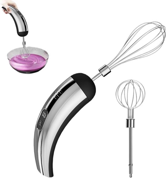 Elektrische Roerder - Draadloze Mixer - Bakken en Koken - Instelbare Snelheden - 6 x 15 cm - Zwart Zilver